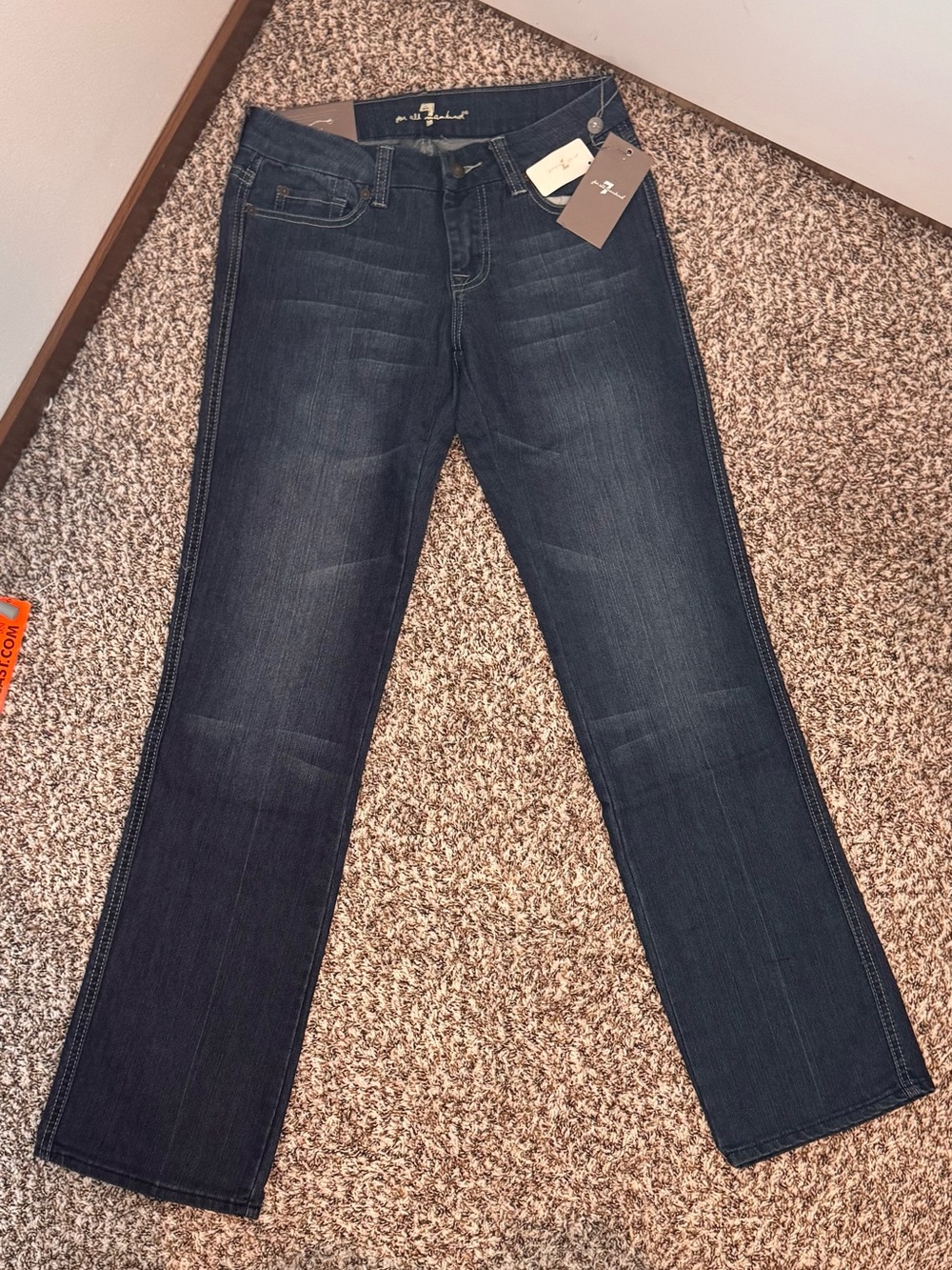 NWT 7 For All Mankind Standard Straight Leg Jeans Women 26 Dark Wash - Picture 2 of 8